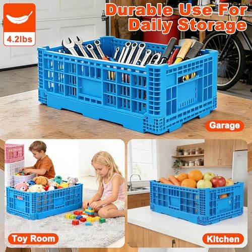 52L Plastic Collapsible Storage Bins with Handles, - Image 5