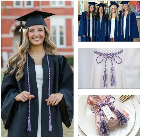 GraduationMall Graduation Honor Cord 68" Purple White - Image 5