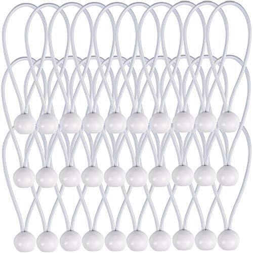 AOPRIE 30 Pack Bungee Balls, White Ball Bungee Heavy Duty Heavyweight 9inches Tarp Bungee Cords, Weather Resistant Tie Down Strap 4mm Thickness - for Camping, Tents, Cargo, Holding Wire and Hoses by AOPRIE