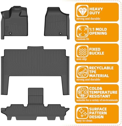 Floor Mats for Chrysler Town & Country (ONLY Stow'n Go) 2008-2016 - Image 6