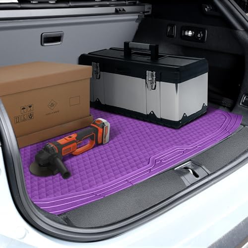 CAR PASS Heavy Duty Rubber Purple Car Floor Mats & Cargo Liners, Deep Dish All-Weather Trunk Mats Durable Anti-Slip 3D Rhombus Waterproof Trim to Fit Liner Universal Fit Auto,Sedan,SUV,Truck, Purple - Image 6