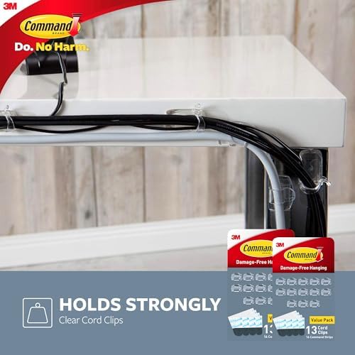 Command Round Cord Clips, Damage Free Hanging Cable, for Hanging Electrical Cables, 26 Clear Cord Clips and 32 Strips - Image 6