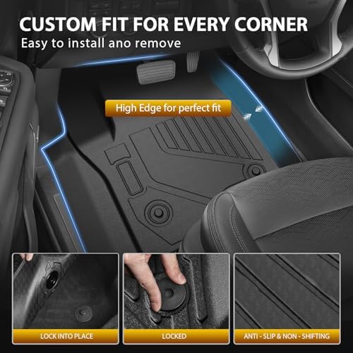Powerty Floor Mats for 2021-2025 2026 Chevy Chevrolet Suburban/GMC Yukon XL 7 Seats, All Weather 3D TPE Anti-Slip Trunk Cargo Liner Seat Back Covers Protectors Full Set Car Accessories - Image 5