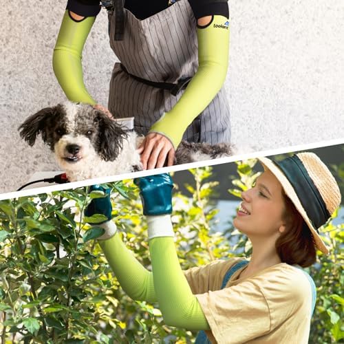 OriStout Cut Resistant Gardening Sleeves with Tumb Hole, Green, 1 Pair - Image 5