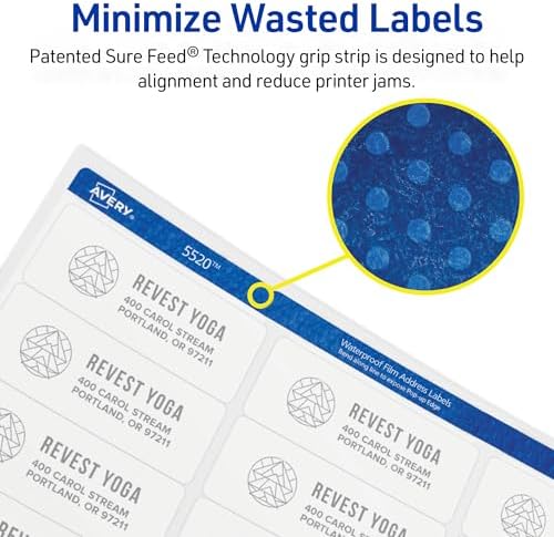 Avery Durable Waterproof Shipping Labels with Sure Feed Technology, 5.5" x 8.5", White, Laser Compatible, 100 Blank Labels Total, Great for Mailing, Branding, and More (5526) - Image 5