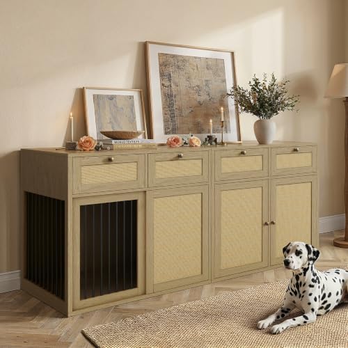 PureCozy 2-Piece Dog Crate Furniture, Left, 80 Inch, Light Oak - Image 2