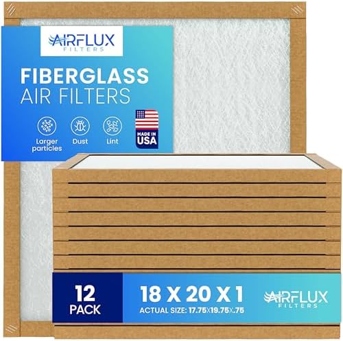 Fiberglass Air Filter -18x20x1Air Filter 12 Pack - Non Pleated 18"x20"x1", AC Filters for Home, Fiberglass, HVAC filters, Heater, Furnace Catcher for Dust - 1 YEAR SUPPLY by Unknown