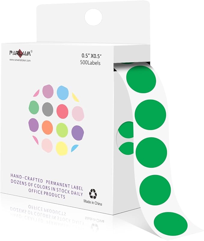 PARLAIM 1/2 Inch Round Adhesive Color-Code Dot Stickers, 500 Stickers Inventory by PARLAIM
