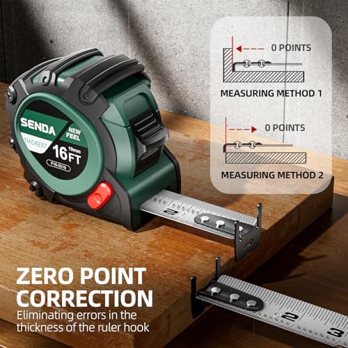 SENDA 4 Pack Tape Measure 16Ft - Heavy Duty Tape Measure with 25mm Wide with Three Stops, High Precision Measuring Tape Retractable Measuring Tape, Rubber for Comfortable Grip, Fraction Markings - Image 4
