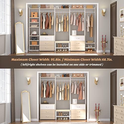 Aheaplus Closet System with 6 Drawers, 8FT Wood & Metal Closet Organizer - Image 4