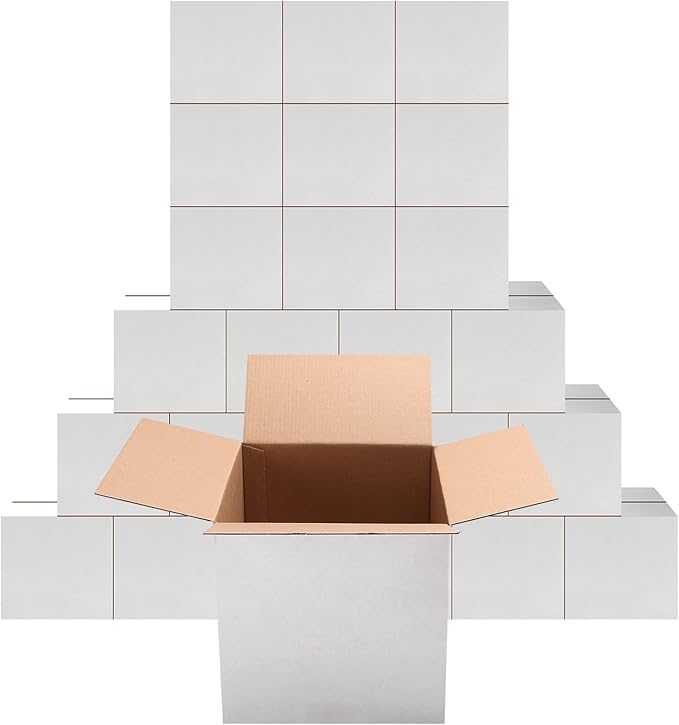 PETAFLOP 8x8x8 Shipping Boxes Set of 25, Small White Cardboard Mailer Box by PETAFLOP