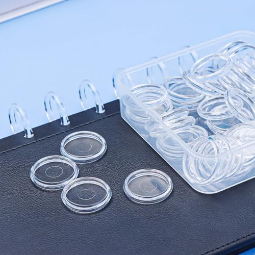 Clear Discbound Discs Set 50pcs 28mm Plastic Expansion Rings with Clear PP Holder PC Book Binding Discs for Disc Bound Notebook Planner Binder Accessories Note-Taking System (28mm) - Image 5