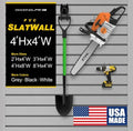 Heavy Duty 4'H X 4'W PVC Garage SlatWall Storage System (with Endcaps & Screws) - Modular Slat Wall Paneling for Garage Wall Organizer - Interlocking SlatWall Panels for Home & Commercial Use (Grey) by DLDIRECT