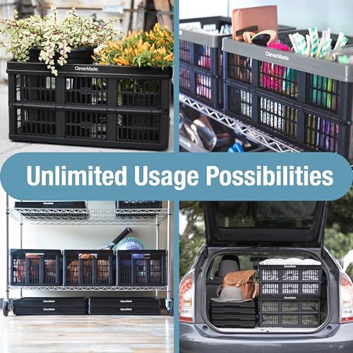 CleverMade Collapsible Utility Crate (Recycled) - 45L - Stone (3PK) - Image 2