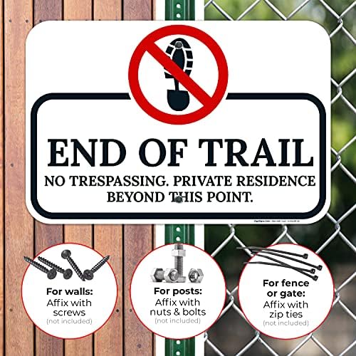 End of The Trail No Trespassing Private Residence Beyond This Point Sign, - Image 4