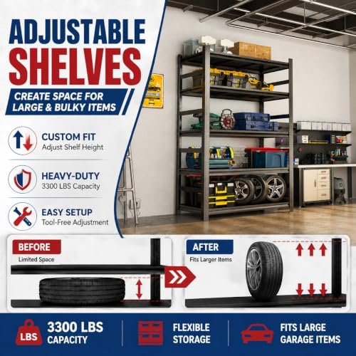 Garage Shelving, 3300 LBS Storage Shelves with Side Guard - Image 6