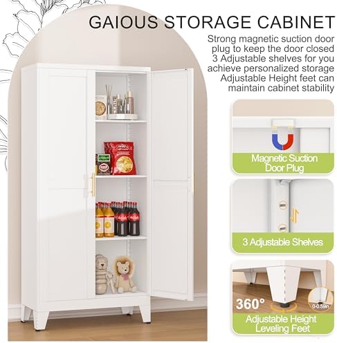 GAIOUS Metal Pantry Cabinet, Kitchen Pantry Storage Cabinets with 2 Door - Image 3