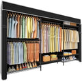 Ulif E13C Max Heavy Duty Closet Organizer System，Freestanding Clothing Racks for Hanging Clothes，Adjustable Garment Rack 86" W x16 D x77 H Hold 1100 lbs，Black Rack with Black Dustproof Cover by Ulif