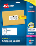 Avery Printable Shipping Labels with Sure Feed, 2" x 4" Customizable Stickers, White, 250 Blank Mailing Labels, Great for Mailing, Shipping, and More (5263) by Avery