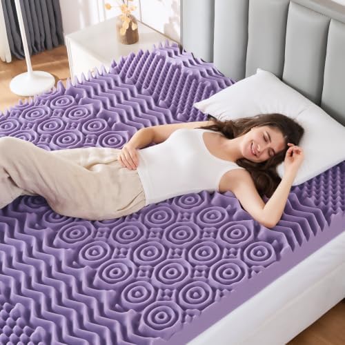 MUXHOMO 3.9 Inch 7-Zone Twin XL Mattress Topper, Egg Crate Memory Foam Mattress Topper Twin XL for Back Pain, Lavender Gel Infused Bed Pad, CertiPUR-US and Oeko-TEX Certification (79"×38") - Image 2