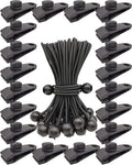 20 Pack Tarp Clips Lock Grip and 20 Pack Ball Bungee Cords 6 Inch by AOBYMIN