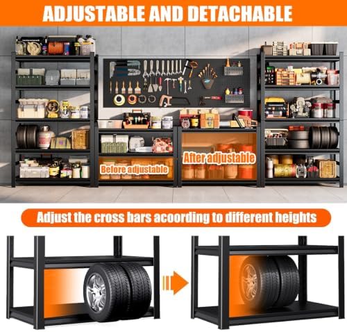 PRESTELION Garage Shelving 3000 LBS Adjustable Metal Storage Shelves - Image 6