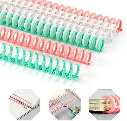 Binding Spines/Coils/Combs: Open & Close Easily Adding Pages for Notebook ，Worklion Binding Machine 30 Ring Diameter 3/8"Binding Combs， Maximum 65 Sheets Multicolor Trimmable Sturdy 10pieces by WORKLION