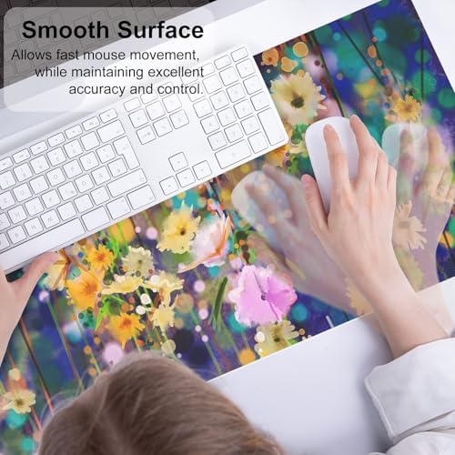 QiyI PU Leather Large Mouse Pad, Office Decor, 31.5" x 11.8", Ivy Flowers - Image 4