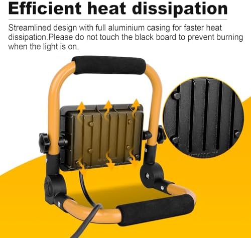 Willpower Portable LED Work Light 30W Job Site Lights 3000LM IP66 Waterproof Construction Floodlights Outdoor with Stand 6000K Daylight White for Camping Workshop Garage with 3.5m Wire Plug - Image 4