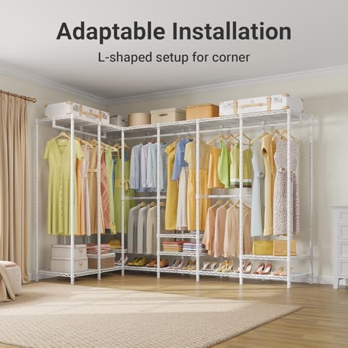 VIPEK V70 White Metal Garment Rack, Adjustable Open Wardrobe Load 1670lbs - Image 3