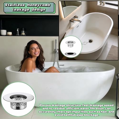 2-Pack Stainless Steel Drain Filter for Bathtub, Shower & Sink – 1.97” Universal Hair Catcher, Clog Preventer for Tub, Floor Drain, Bathroom Sink, Kitchen Sink – Easy Clean, Fast Flow, Odor & Guard - Image 3