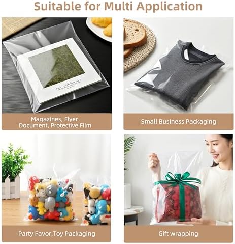 WIKDAY Self Sealing Cellophane Bags 120PCS 9X12 Inches Shirt Packaging Bags - Image 6