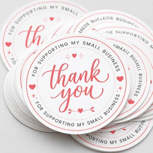 60pcs Thank You Stickers for Supporting My Small Business, Round Packaging Insert Labels, Customer Order Appreciation Stickers for Packages, 2 Inch Red Business Stickers by BOZENTIM