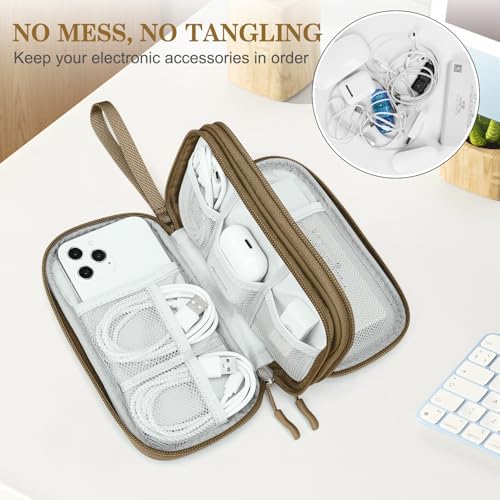 FYY Electronic Organizer, Travel Tech Pouch Bag, Cable Organizer Brown - Image 5