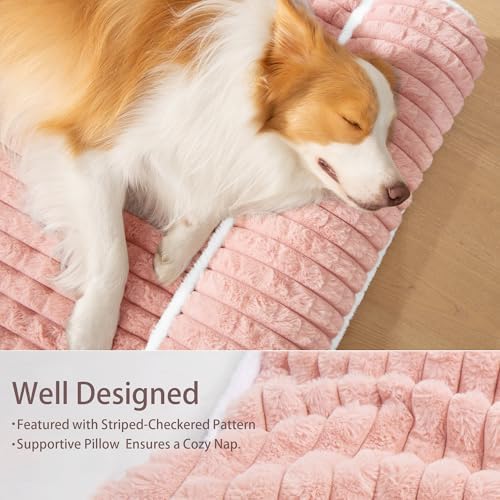 Orthopedic Large Dog Bed Pillow Pet Sofa Bed 48''X30'' Pink - Image 5