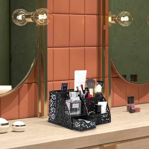 EasyPAG Desk Organizer and Pen Holder for Desk, Mesh Office Supplies Storage Caddy with Drawer for Small Space, Desktop Organizer for Home Office, Black - Image 7