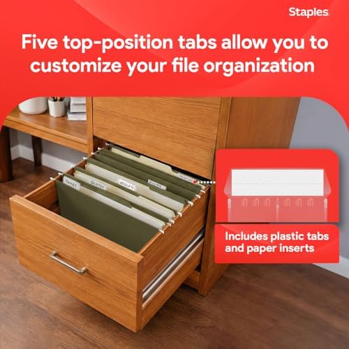 Staples Hanging File Folders, Letter Size, 1/5-Cut Tabs, Green, 50/Pk - Image 5