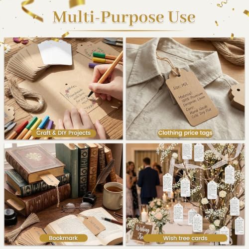 SallyFashion 200Pcs Brown White Gift Tags with String, 2 X 4 inch - Image 2