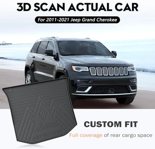 KUST Trunk Cargo Mat for Jeep Grand Cherokee 2011-2021, TPE Rubber Trunk Liner with Backrest Mat for Grand Cherokee Accessories All Weather Back Seat Protector Rear Cargo Liner Raised Edge - Image 2