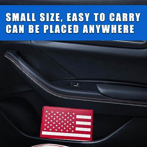 Ziciner Car Registration Insurance Holder, 2Pack Essential Auto Card Document Glove Box Organizer with Touch Fastener, Vehicle Interior Accessories Perfect for Most Car, Truck, SUV (Red/Back Flag) - Image 6