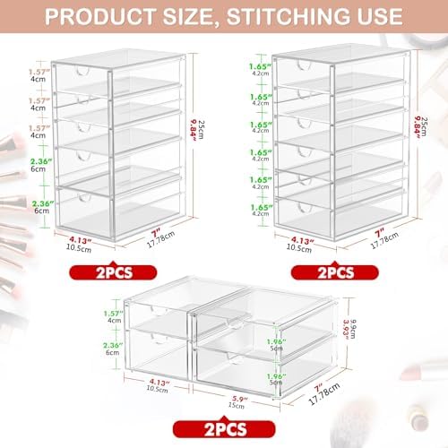 caktraie 6-Pack 30-Drawer Acrylic Storage & Makeup Organizer for Desk - Image 3