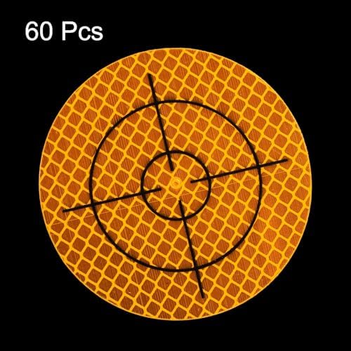 HARFINGTON 60pcs Survey Reflector Sheets 80mm x 80mm Self-Adhesive Surveying Target Mark Sticker Total Station Round Reflective Sheet Tape for Ship Inspection Tunnel Measure, Yellow - Image 3