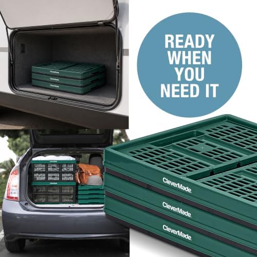 CleverMade Collapsible Utility Crates For Storage, 45L 3 Pack, Forest - Image 5