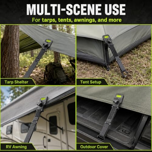 RV Awning Clamps 2 Pack, Grommetless Tarp Tie Down Clips, Thumb Screw Tarp Clamp with Hook and Loop Strap, Anti Slip Pads for Camper Awning, Canopy, Pool Cover - Image 5