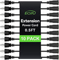 Power Extension Cord 0.5FT/6Inch(10 Pack), Short 3 Prong Electric Extension Cable Outlet Saver, Single Outlet, Heavy Duty, Waterproof, Flexible, 16 AWG, 13A 125V, Extender Wires with 15 Cable Ties by ECJTU-US