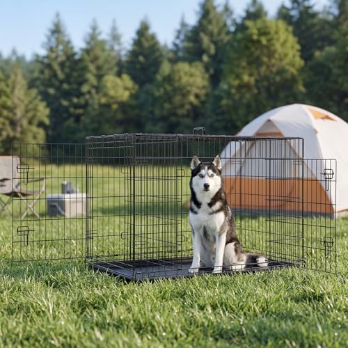 Sweetcrispy Dog Crate 48 Inch, Medium Large Dog Cage, Foldable Pet Kennel - Image 6