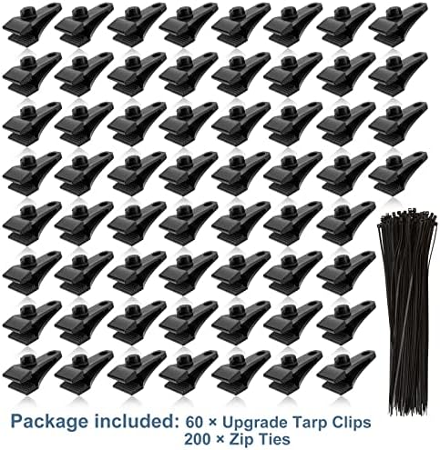 60Pcs Large Heavy Duty Lock Grip Tarp Clips with 200Pcs Zip Cable Ties - Image 6