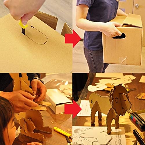CANARY Cardboard Cutter with Non-Stick Coated Blade - 7.5" Box Cutter Utility Knife for Breaking Down Boxes & Opening Packages - Made in Japan, Yellow - Image 4