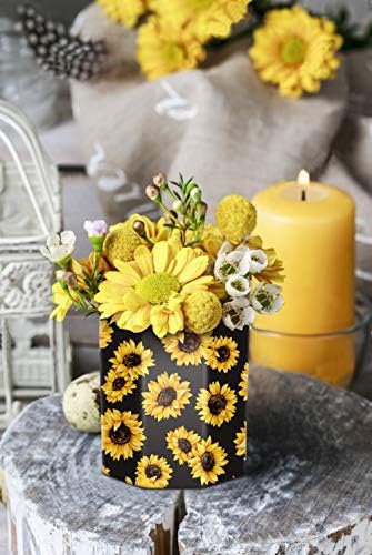 Pen Holder, Pencil Holder for Desk Floral Pattern Pencil Cup for Girls Kids Durable Ceramic Desk Organizer Makeup Brush Holder for Office, Classroom, Home, Sunflower - Image 4