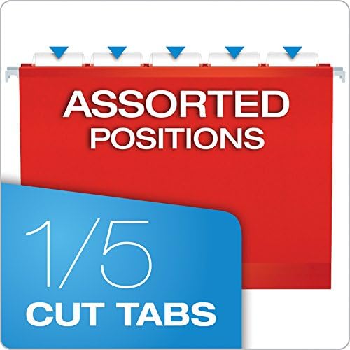 Pendaflex Reinforced Hanging File Folders, Letter Size, Red, 1/5 Cut, 25/BX (4152 1/5 RED) (Pack of 10) - Image 4